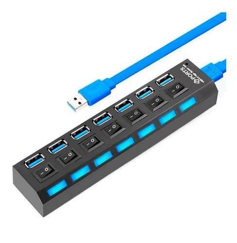 Hub Usb 3.0 7 Puertos De Alta Velocidad Con Indicador Led