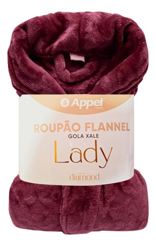 Roupão Plush Lady Feminino Flannel Manga Longa Luxo Appel