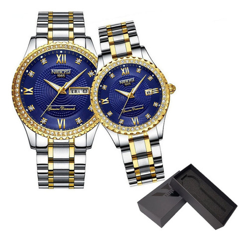 Relógio De Quartzo Nibosi, 2 Peças De Diamante, Moda De Luxo