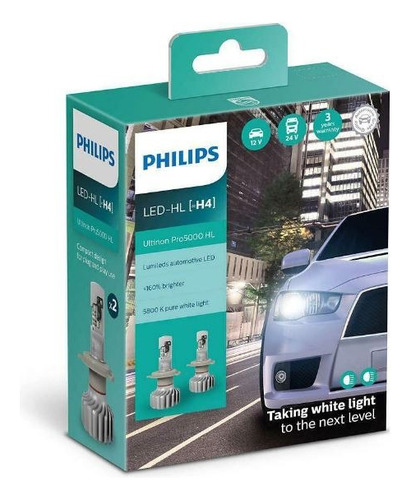 Lampara Philips H4 Ultinon Led Pro5000 Hl 5800k 12/24 Volts