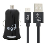 Kit Carregador Veicular ELG 1-saida Usb + Cabo Usb Kt510c1