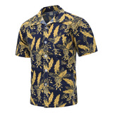 Camisa Hawaiana Hombre Manga Corta Estampado Tropical Varios