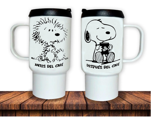 Jarro Térmico Snoopy Antes Y Después Del Café