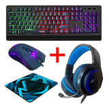 Kit Gaming Mouse Teclado Auricular Pad Rgb Gamers Pc Cuo