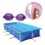 Kit Piscina 6200 L+ Óculos Natação Infantil Roxo + Bola 33cm