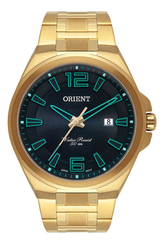 Relógio Orient Masculino Em Aço Dourado Prova Dágua Mgss1236