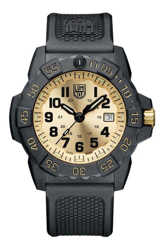 Reloj Luminox Navy Seal Oro Edición Limitada Xs.3505.gp.set Color De La Malla Negro Color Del Bisel Negro Color Del Fondo Dorado