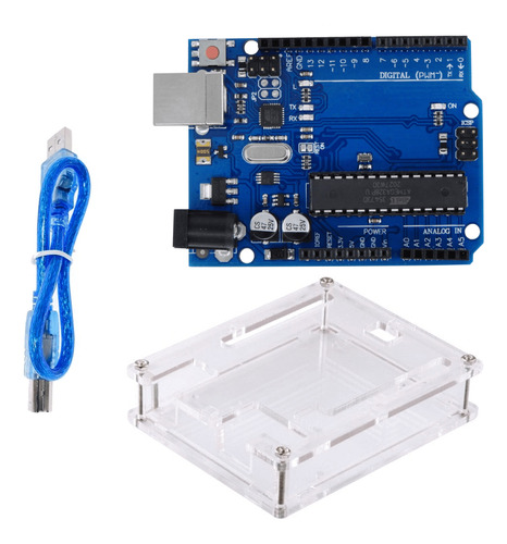 Uno R3 Dip Tecneu Compatible Ide Arduino + Caja Protectora