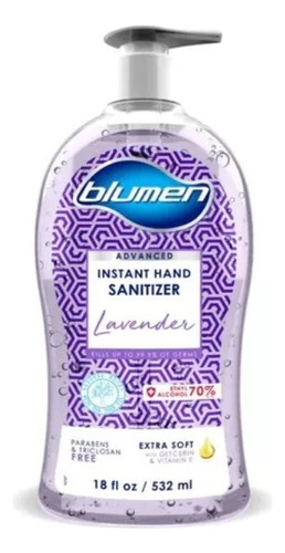 Gel Antibacterial Blumen Lavanda 532 Ml Para Manos C/12 Pzas