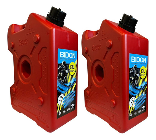 Bidón Combustible Chato Rojo P/moto- Lancha 8lts-con Pico X2