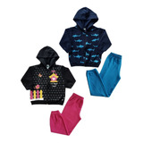 Kit 4 Jaquetas E 4 Calças Moletom Inverno Menina Menino