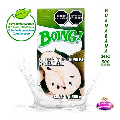 Boing Jugo Pulpa Guanabana 500 Ml Caja Mayoreo 24 Pz Fiesta | Envío gratis