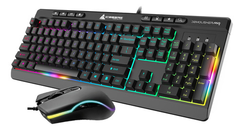 Combo Teclado Y Mouse Gamer Iceberg Demolisher Mk1 Rgb Mouse Negro Teclado Negro