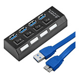 Hub Md9 4 Portas Usb 3.0 C/ Interruptor De Energia Cabo 7873