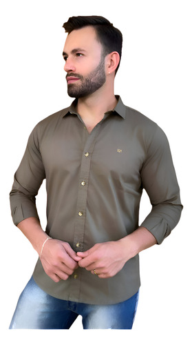 Camisa Social Slim Fit Offs Masculina Longa Luxo