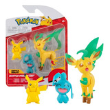 Set De Figuras Pokémon Pkw0178 Con Pikachu, Wynaut Y Leafeon
