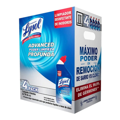 Limpiador De Inodoros Lysol Advanced Desinfectante Anti-Sarro 4x750ml | MercadoLibre