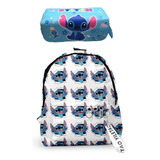 Mochila Escolar Stitch Anime For Niños Con Estuche .