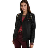 Chaqueta Desigual Denim Biker Cuero Mujer