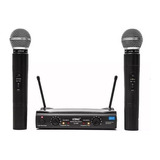 Microfone S/ Fio Duplo Uhf50 Metros 906 110/220   Cor Preto