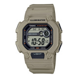 Reloj Casio Digital W-737hx Original Time Square Color De La Correa Beige