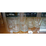 Antigua Hielera Con Vasos Whisky Vidrio Distintos 9u N708