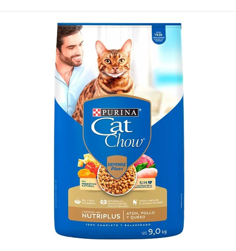 Cat Chow Gato Adulto Nutriplus Defense Atun/pollo/pesca/ 9kg