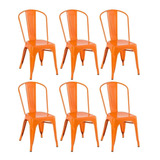 6 Cadeiras Iron Tolix Aço Metal  Industrial Vintage Cores Av Cor Da Estrutura Da Cadeira Laranja
