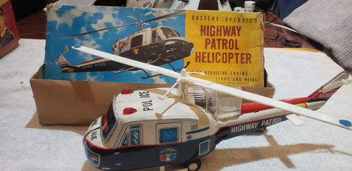 Brinquedo Antigo De Lata Helicóptero De Polícia 