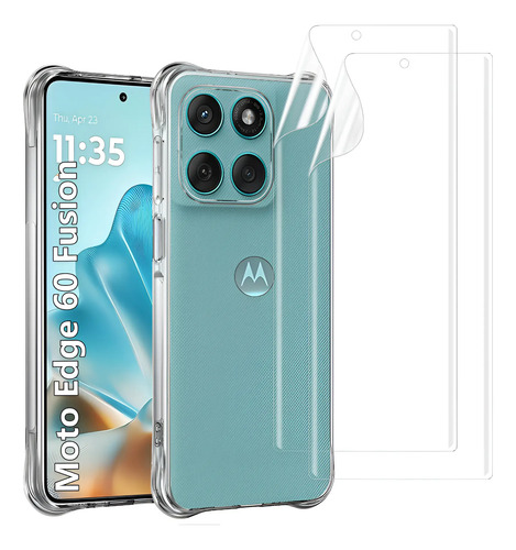 2x Mica Funda Para Motorola Moto Edge 60 Fusion Case Uso Rudo Carcasa Hidrogel Protector Pantalla Cámara Transparente