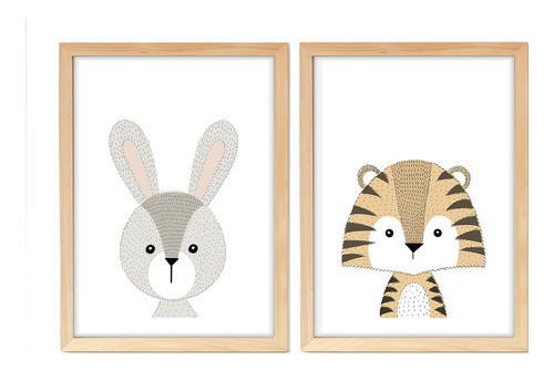 Set X2 Cuadros Infantiles - Animales Bosque 20x30cm