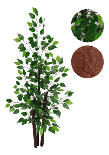 Planta Artificial Ficus Verde Variegata Sem Vaso Decoração