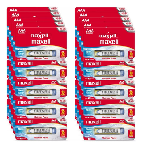 Pack 50 Pilas Alcalinas Maxell Tamaño Aaa Caja 50 Unidades