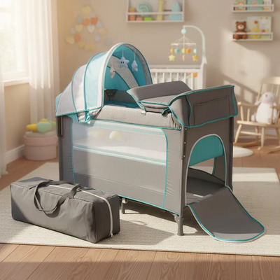Mamaease Cuna Corral Plegable Viajero Bebé 5 En 1 Cambiador Exterior Gris | Envío gratis