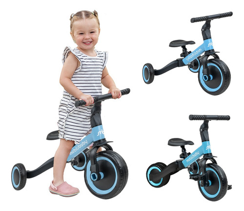 Triciclo Bicicleta De Equilibrio 3 En 1 Para Niños Infantil Color Azul