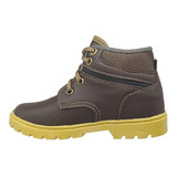 Botinha Coturno Infantil Gibizinho Masculina Café Bota