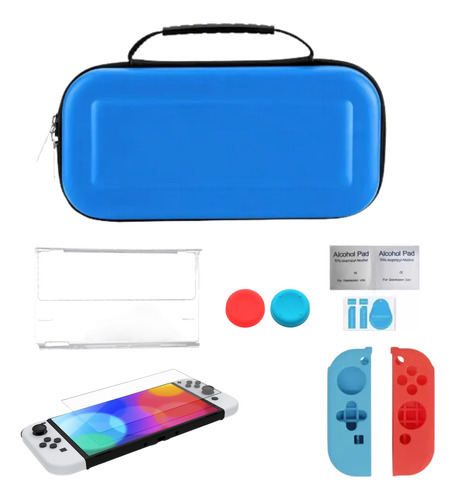 Kit Bolso 8 En 1 Para Nintendo Switch Oled Set Vidrio Color