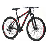 Bicicleta Aro 29 Alumínio Avance Force 24 Vel Freio A Disco Cor Preto E Vermelho Tamanho Do Quadro 19