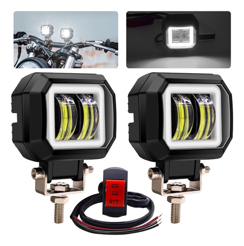 Focos Led Para Motocicleta Luz Antiniebla Cuadrada Blanca Co