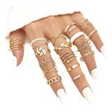 Set De Anillos Para Mujer 21 Pz Dorados Ajustables