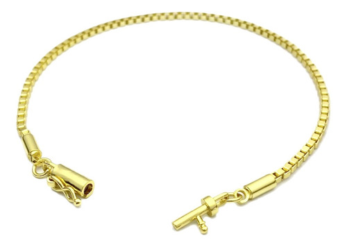 Pulseira Masculina Veneziana Fecho Canhão Ouro 24k Banhado