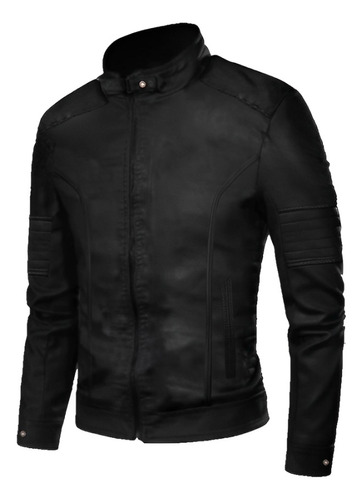 Jaqueta De Couro Motoqueiro Masculina Impermeável Slim Top