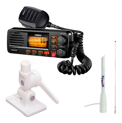 Radio Vhaf Combo Uniden 385 Negra +antena 1.5m + Base Antena