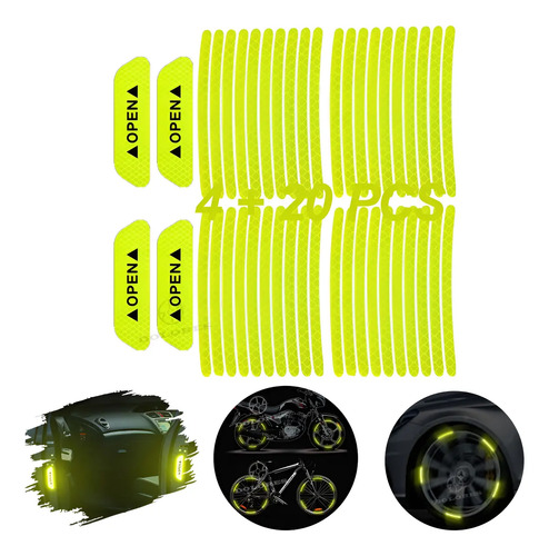 24pcs Pegatina Cintas Tiras Reflectivas Stickers Motos Coche