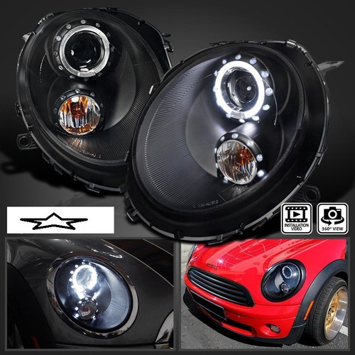 Set De Faros Led Negros Mini Cooper  2007-2012