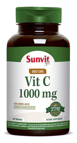 Vitamina C 1.000 Mg 60 Tabletas Sunvit Usa Envíos Diarios