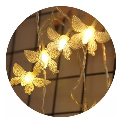 Guirnalda Mariposas Con Perlas Led X28 Luces Enchufe 220v