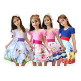 Kit 4 Vestidinho Festa Infantil Temático Desenhos Princesas