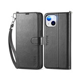 Funda Tipo Cartera Para iPhone 14 Negro Con Correa (black Wi