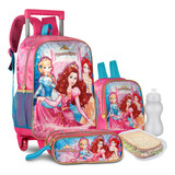 Kit Mochila Escolar Princesa Sereia Infantil Feminina Rodinh